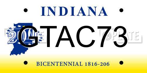 GTAC73 Indiana License Plate