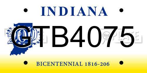 GTB4075 Indiana License Plate