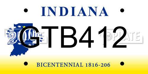 GTB412 Indiana License Plate