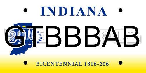GTBBBAB Indiana License Plate