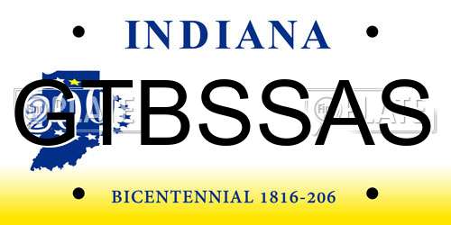 GTBSSAS Indiana License Plate