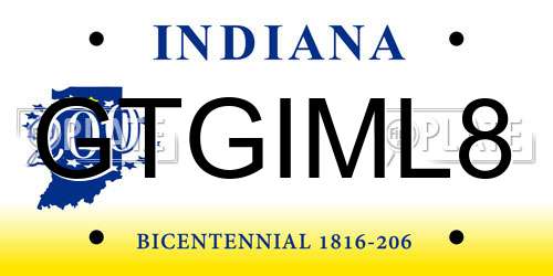 GTGIML8 Indiana License Plate
