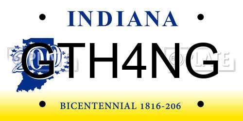GTH4NG Indiana License Plate