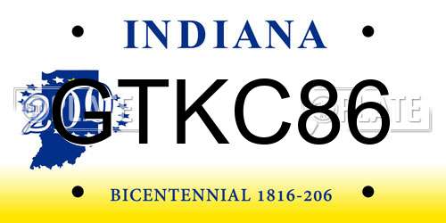 GTKC86 Indiana License Plate