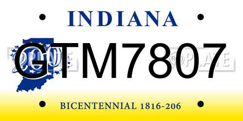 GTM7807 Indiana License Plate