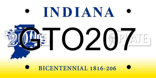 GTO207 Indiana License Plate