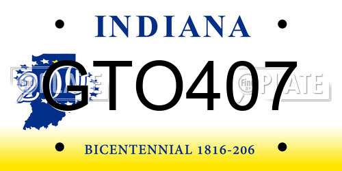 GTO407 Indiana License Plate