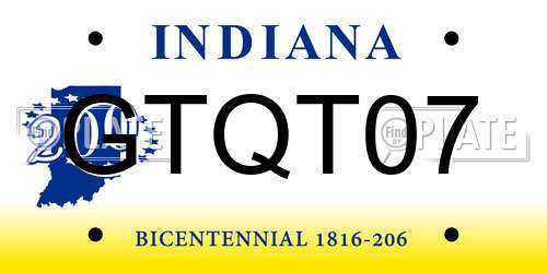 GTQT07 Indiana License Plate