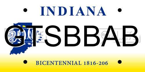 GTSBBAB Indiana License Plate