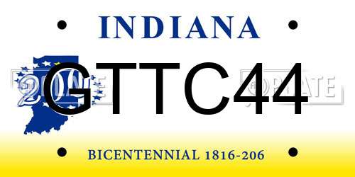 GTTC44 Indiana License Plate