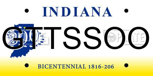 GTTSSOO Indiana License Plate