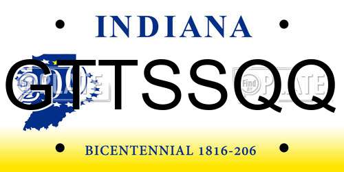 GTTSSQQ Indiana License Plate