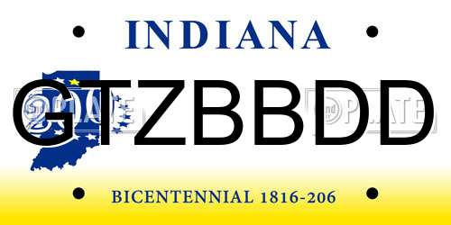 GTZBBDD Indiana License Plate