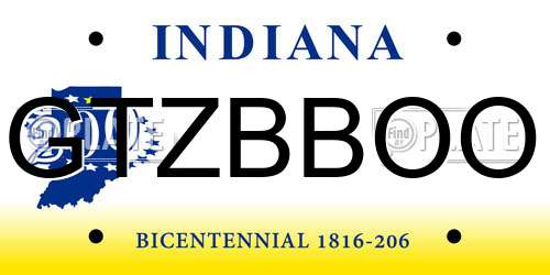 GTZBBOO Indiana License Plate