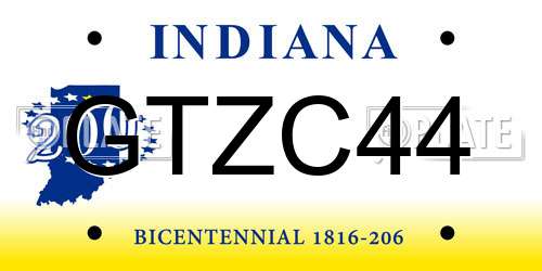 GTZC44 Indiana License Plate