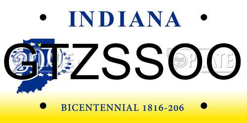 GTZSSOO Indiana License Plate