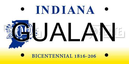 GUALAN Indiana License Plate