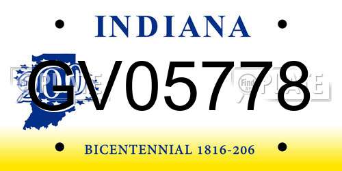 GV05778 Indiana License Plate