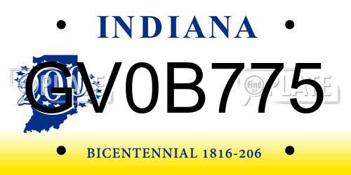 GV0B775 Indiana License Plate
