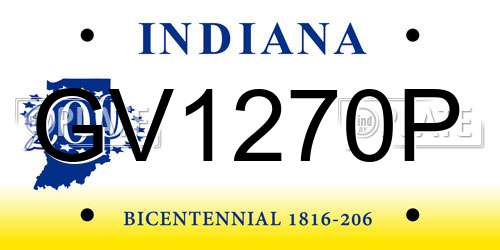 GV1270P Indiana License Plate