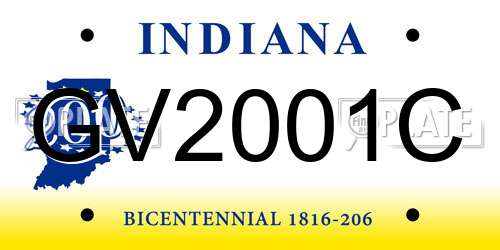 GV2001C Indiana License Plate
