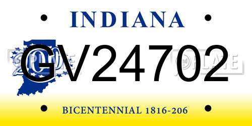GV24702 Indiana License Plate