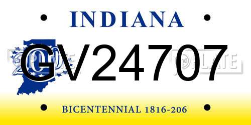 GV24707 Indiana License Plate
