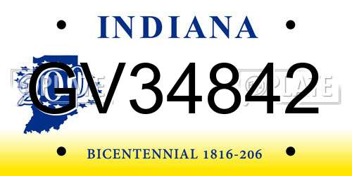 GV34842 Indiana License Plate