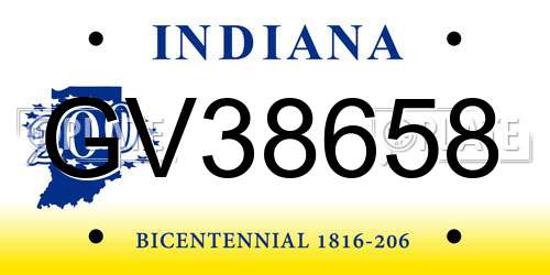 GV38658 Indiana License Plate