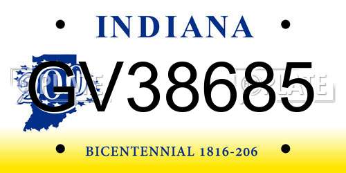 GV38685 Indiana License Plate