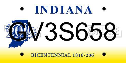 GV3S658 Indiana License Plate