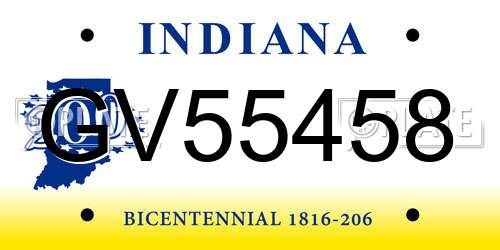 GV55458 Indiana License Plate