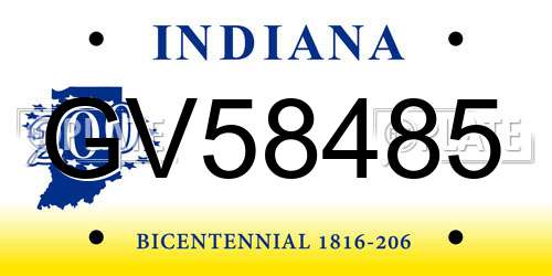 GV58485 Indiana License Plate