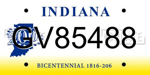 GV85488 Indiana License Plate