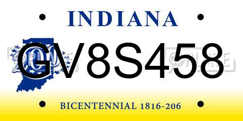 GV8S458 Indiana License Plate