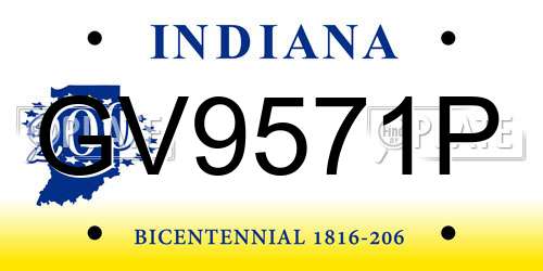 GV9571P Indiana License Plate