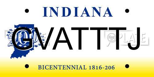 GVATTTJ Indiana License Plate