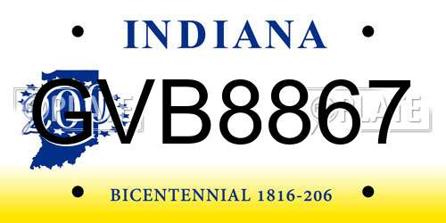 GVB8867 Indiana License Plate