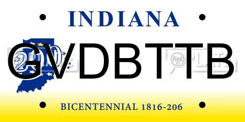 GVDBTTB Indiana License Plate