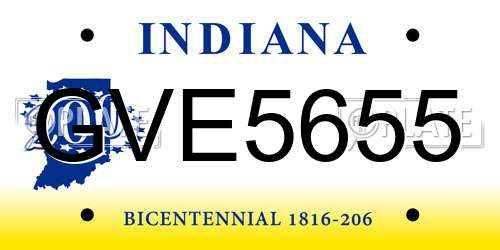 GVE5655 Indiana License Plate