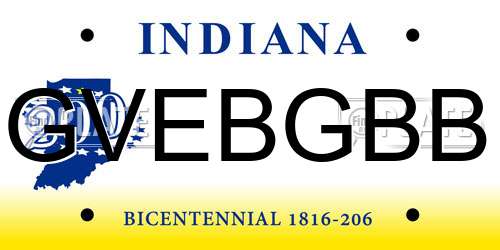 GVEBGBB Indiana License Plate