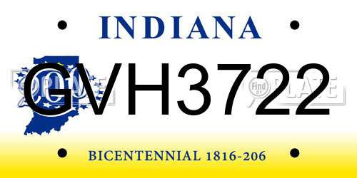 GVH3722 Indiana License Plate