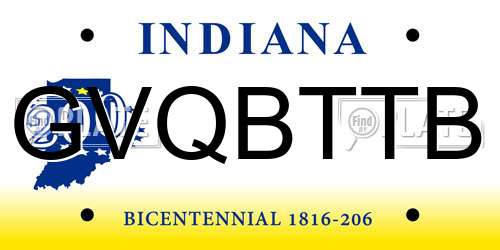 GVQBTTB Indiana License Plate
