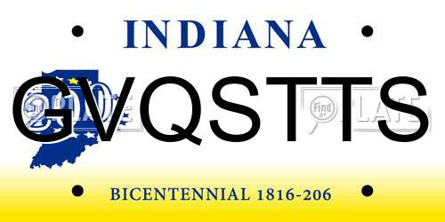 GVQSTTS Indiana License Plate