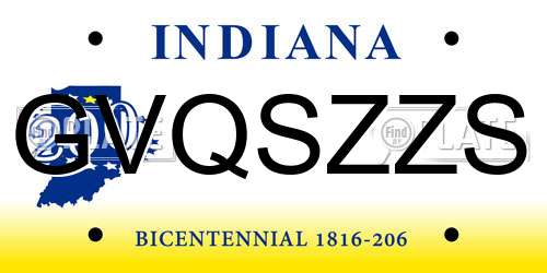 GVQSZZS Indiana License Plate