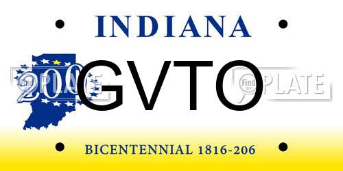 GVTO Indiana License Plate