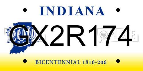 GX2R174 Indiana License Plate