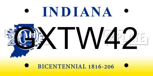 GXTW42 Indiana License Plate