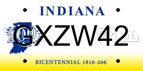 GXZW42 Indiana License Plate