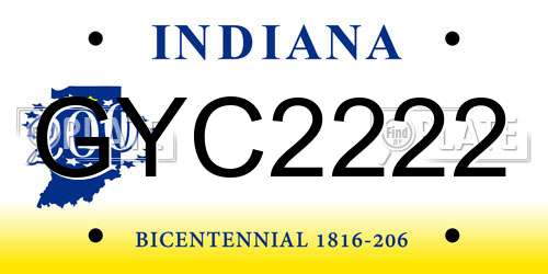 GYC2222 Indiana License Plate